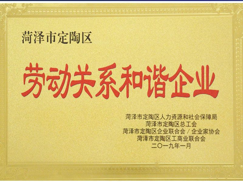 定陶區勞動關系和諧企業